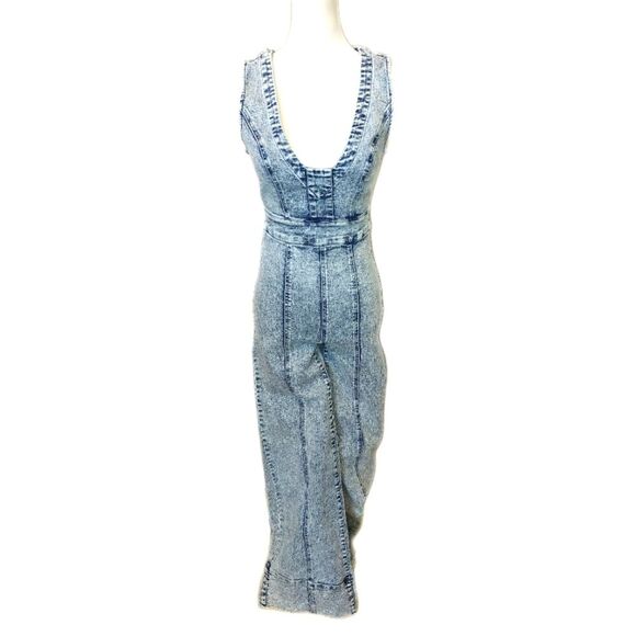Venus Sleeveless Wide Leg Zip-Up Acid Washed Denim Jumpsuit, 2 - Picture 1 of 8